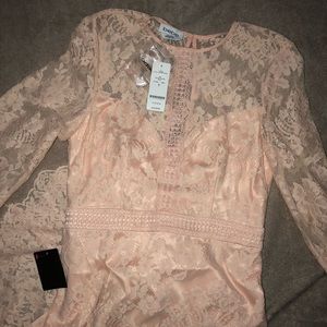 Peach/Melon Lace Formal Dress.